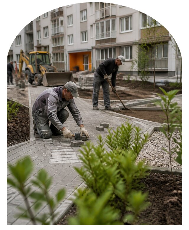 Благоустройство двора многоквартирного дома в Губкине